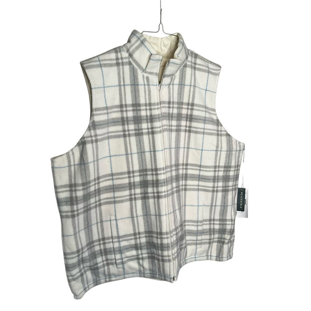 Lauren Ralph Lauren Reversible Vest Full Zip Plaid Beige/Multi Plus Size 2X NWT